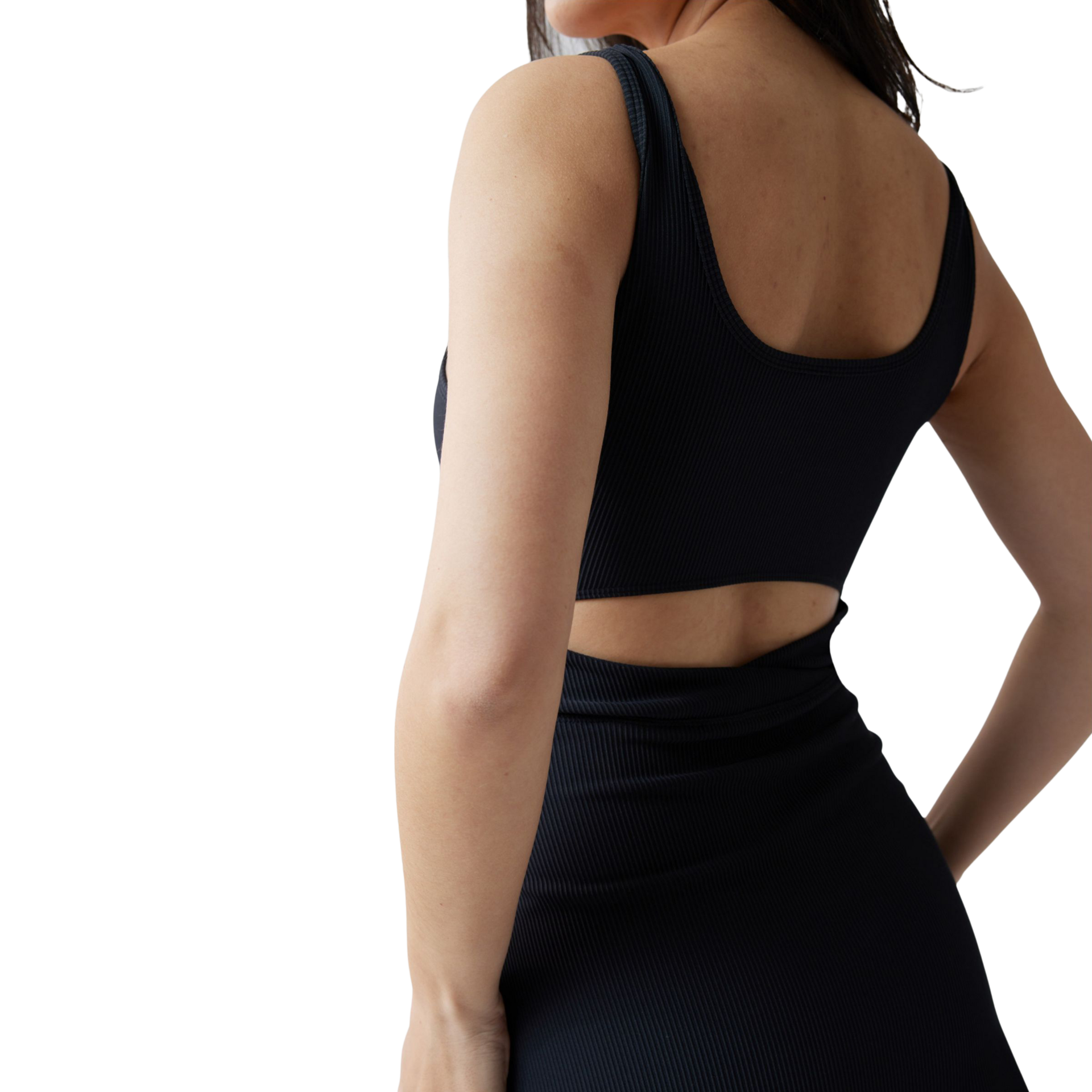 Ingrid and Isabel Ribbed Exercise Dress - Black, XL.
