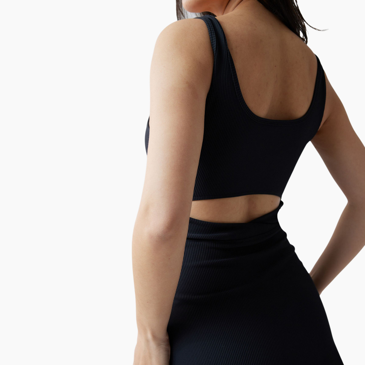 Ingrid and Isabel Ribbed Exercise Dress - Black, XL.