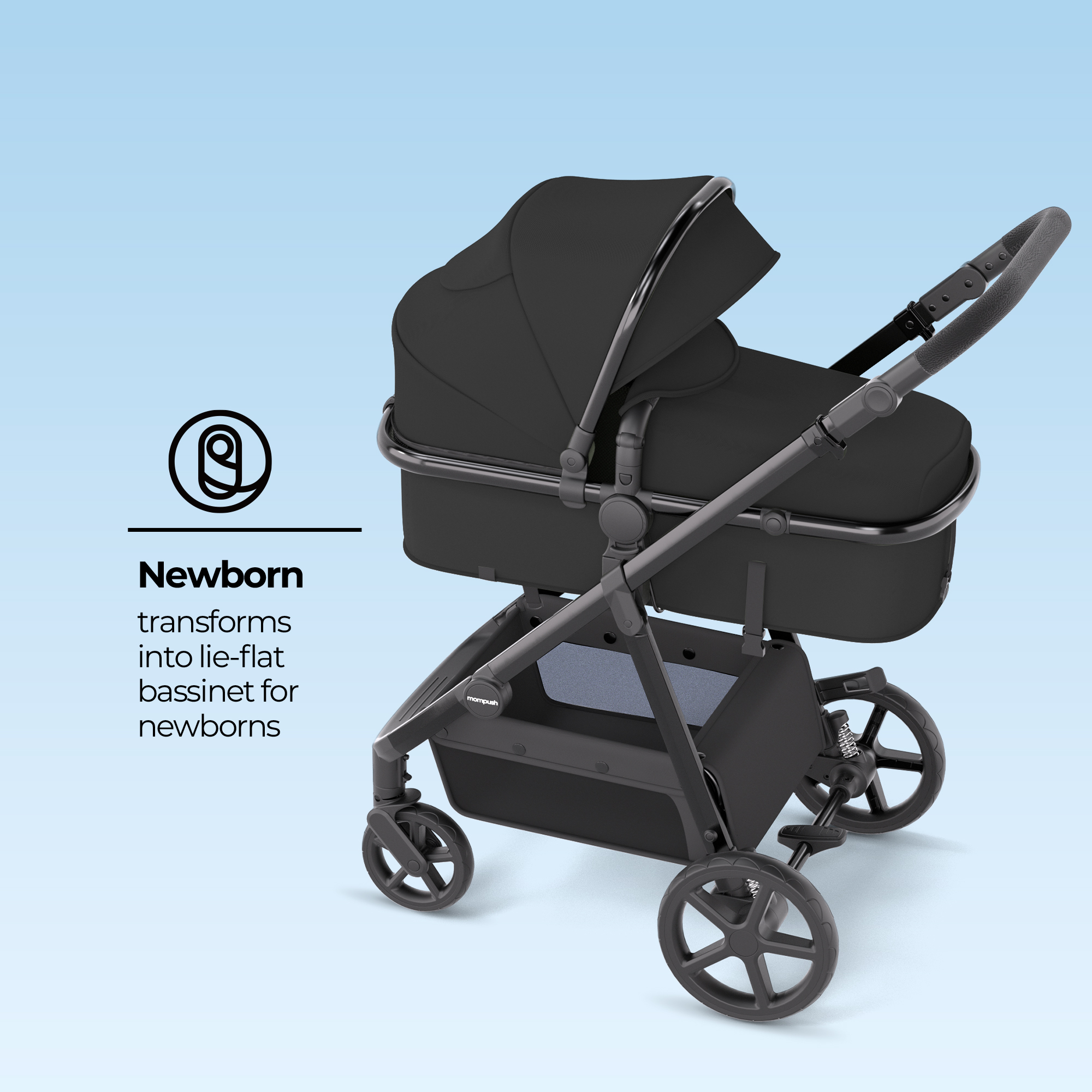 Mompush Meteor 2 Stroller - Black.