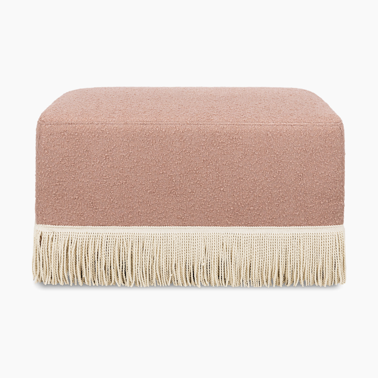 Namesake Crawford Gliding Ottoman - Rose Boucle With Ivory Tassel Fringe.