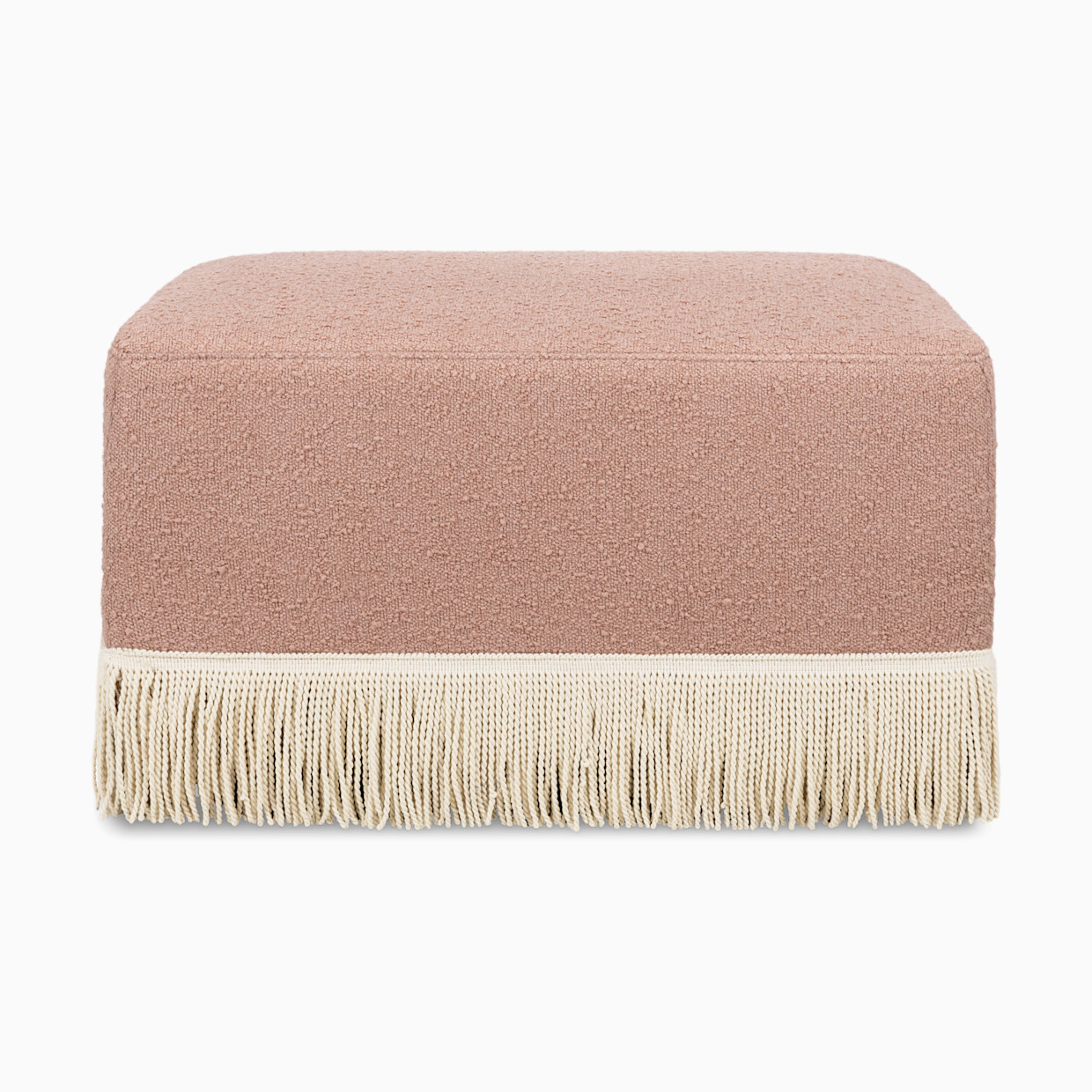 Namesake Crawford Gliding Ottoman - Rose Boucle With Ivory Tassel Fringe.