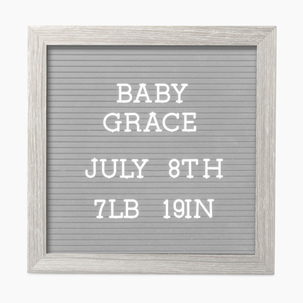 Pearhead Letterboard Set - Baby Keepsake Photo Prop - Light Gray.
