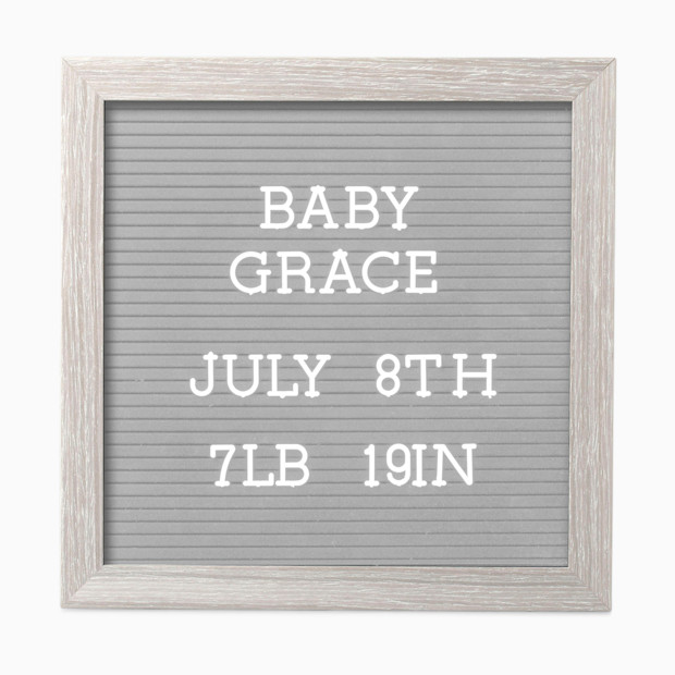 Pearhead Letterboard Set - Baby Keepsake Photo Prop - Light Gray.
