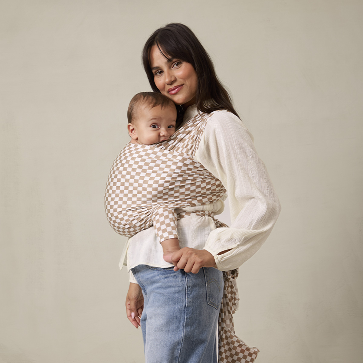 Solly Baby Wrap Carrier - Almondine Chequer.