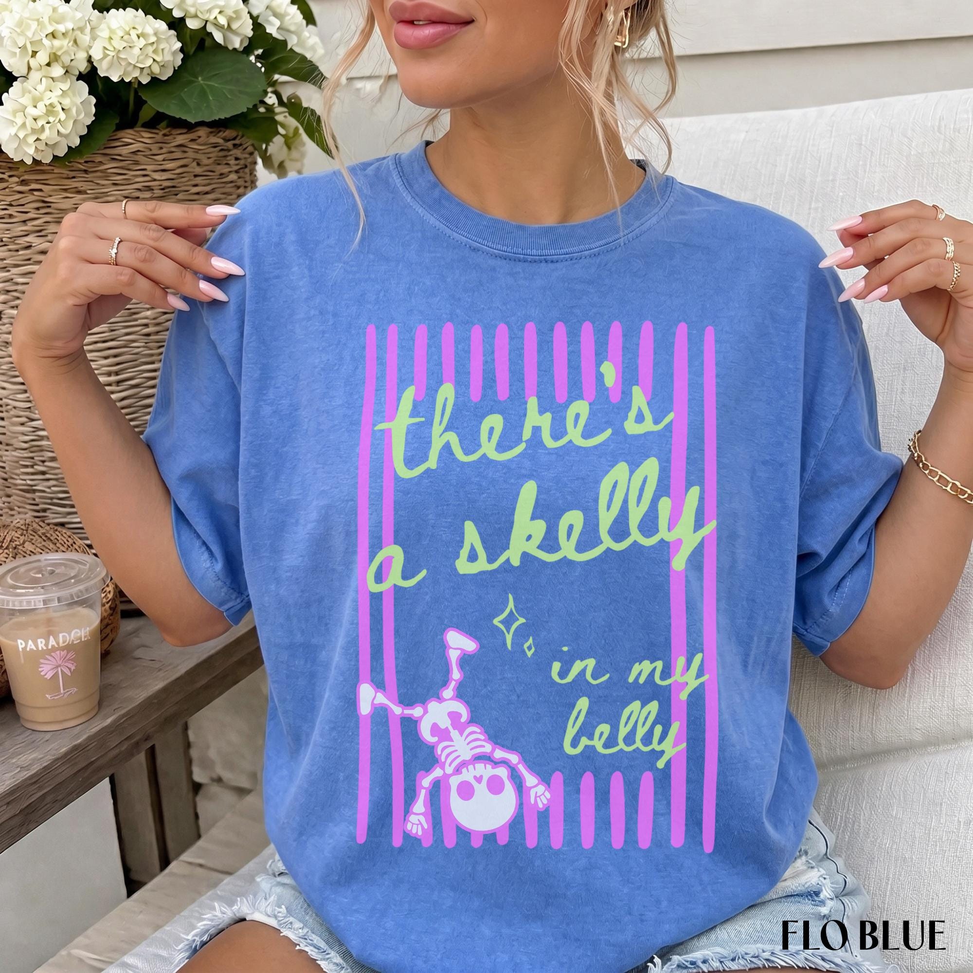 Simply Ray Designs Skeleton Halloween Maternity Shirt.