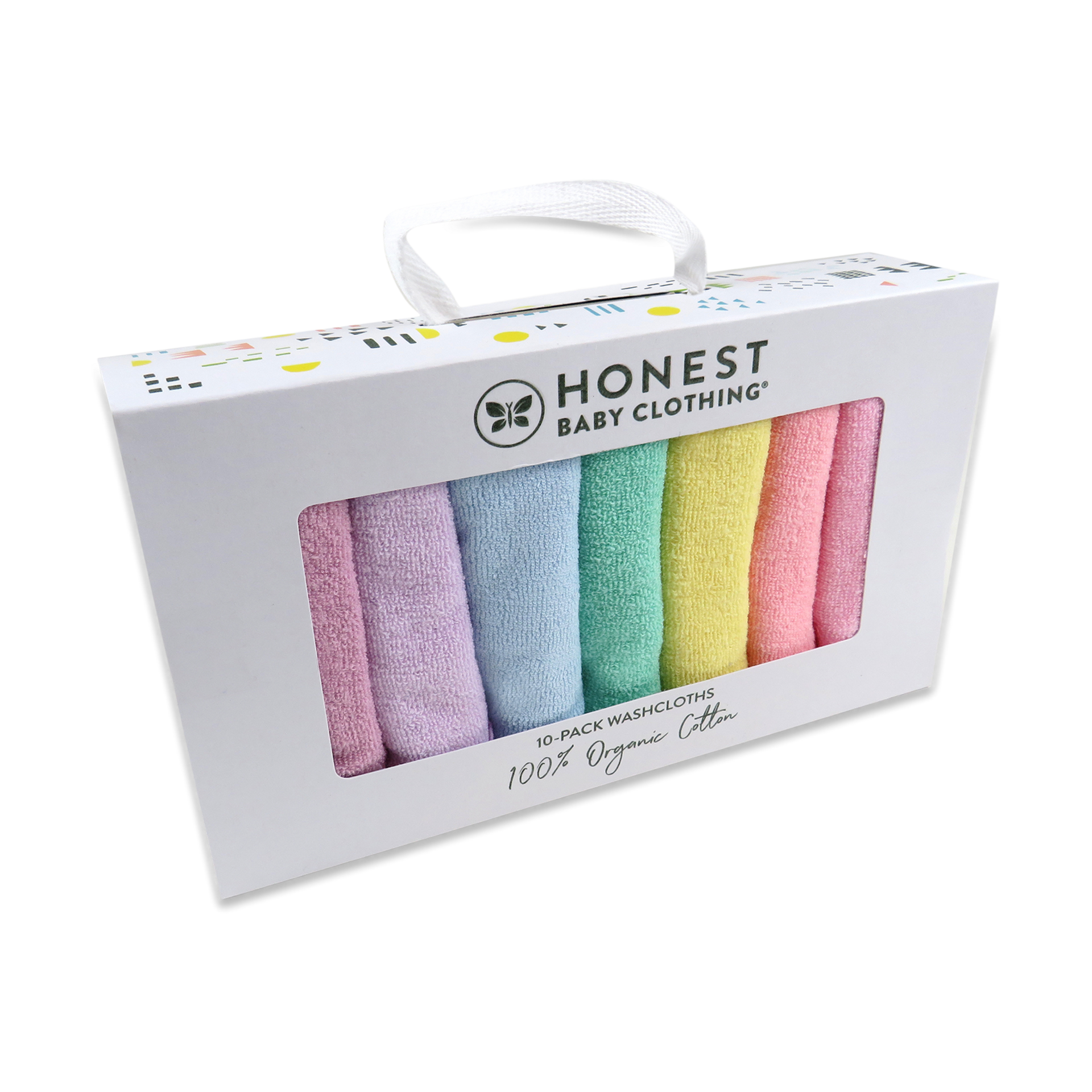 Honest Baby Clothing 10-Pack Organic Cotton Baby Terry Wash Cloths.