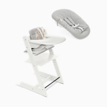 Stokke Tripp Trapp High Chair Complete² + Newborn Set - White / Anthracite Cushion/ White Tray / Newborn Grey