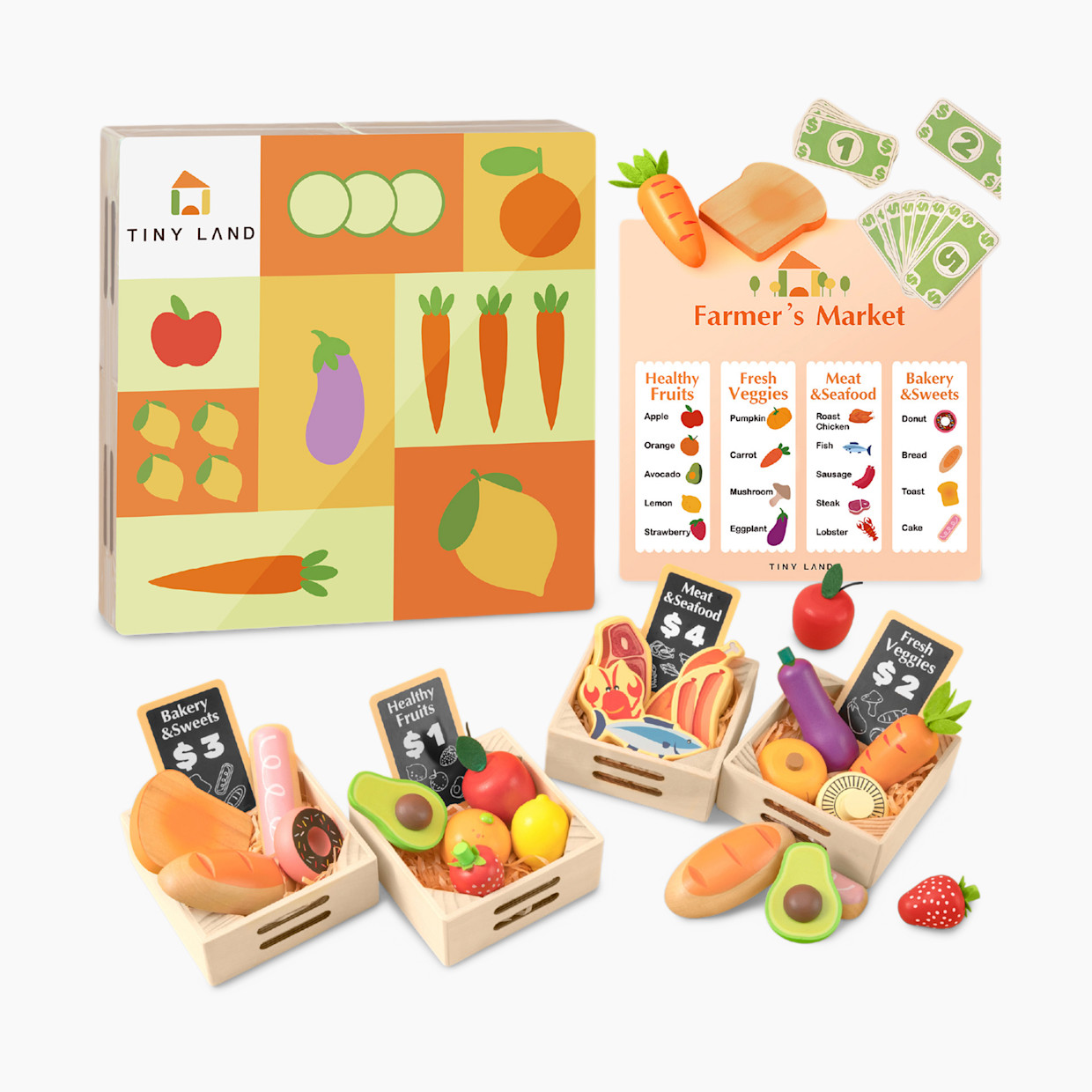 Tiny Land Wooden Play Food For Kitchen.