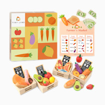 Tiny Land® Play Kitchen Accessories – Wooden Play Food for Play Kitchen: Pretend Cooking Set for Kids