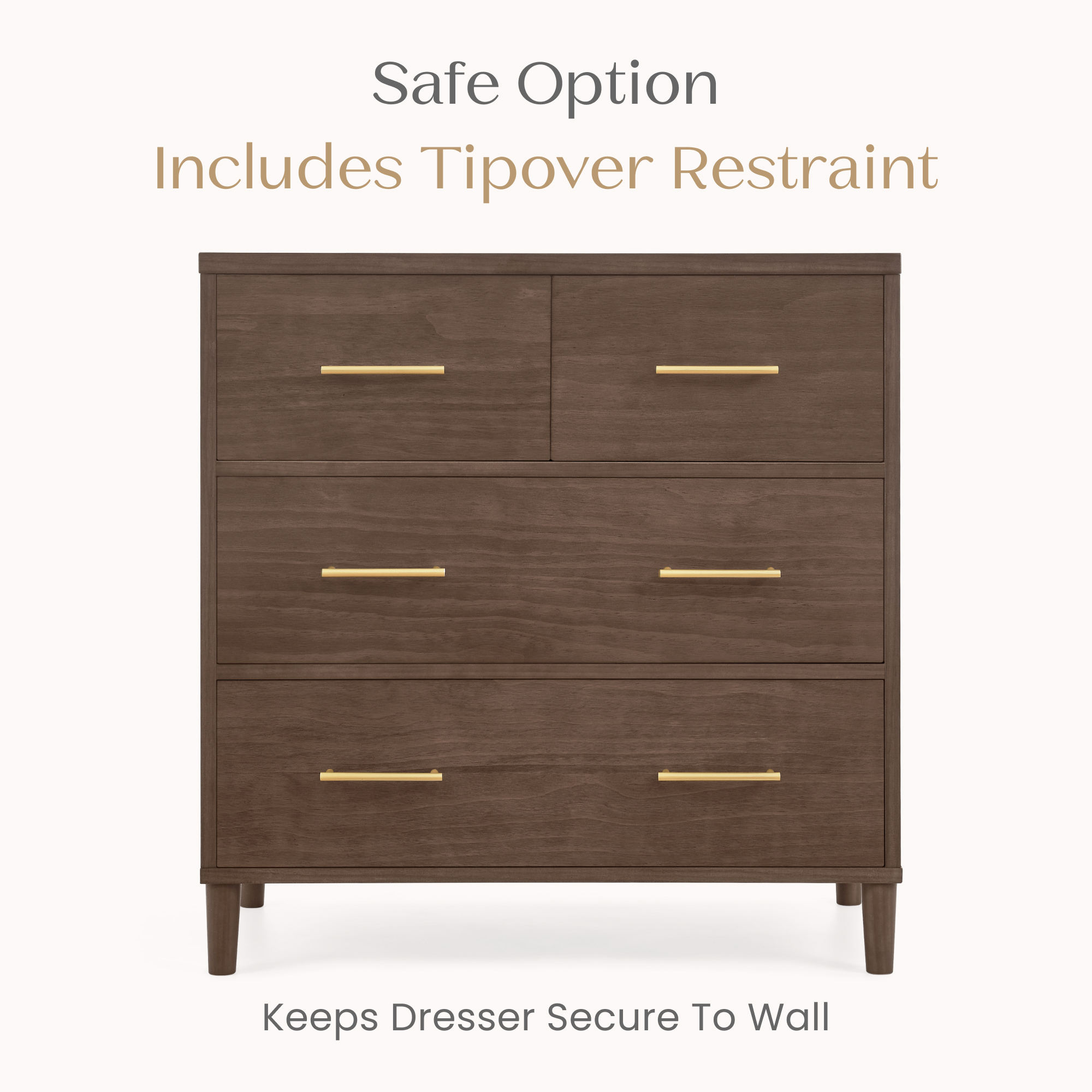 Delta Children Classic 4 Drawer Dresser With Changing Top - Teak Brown.