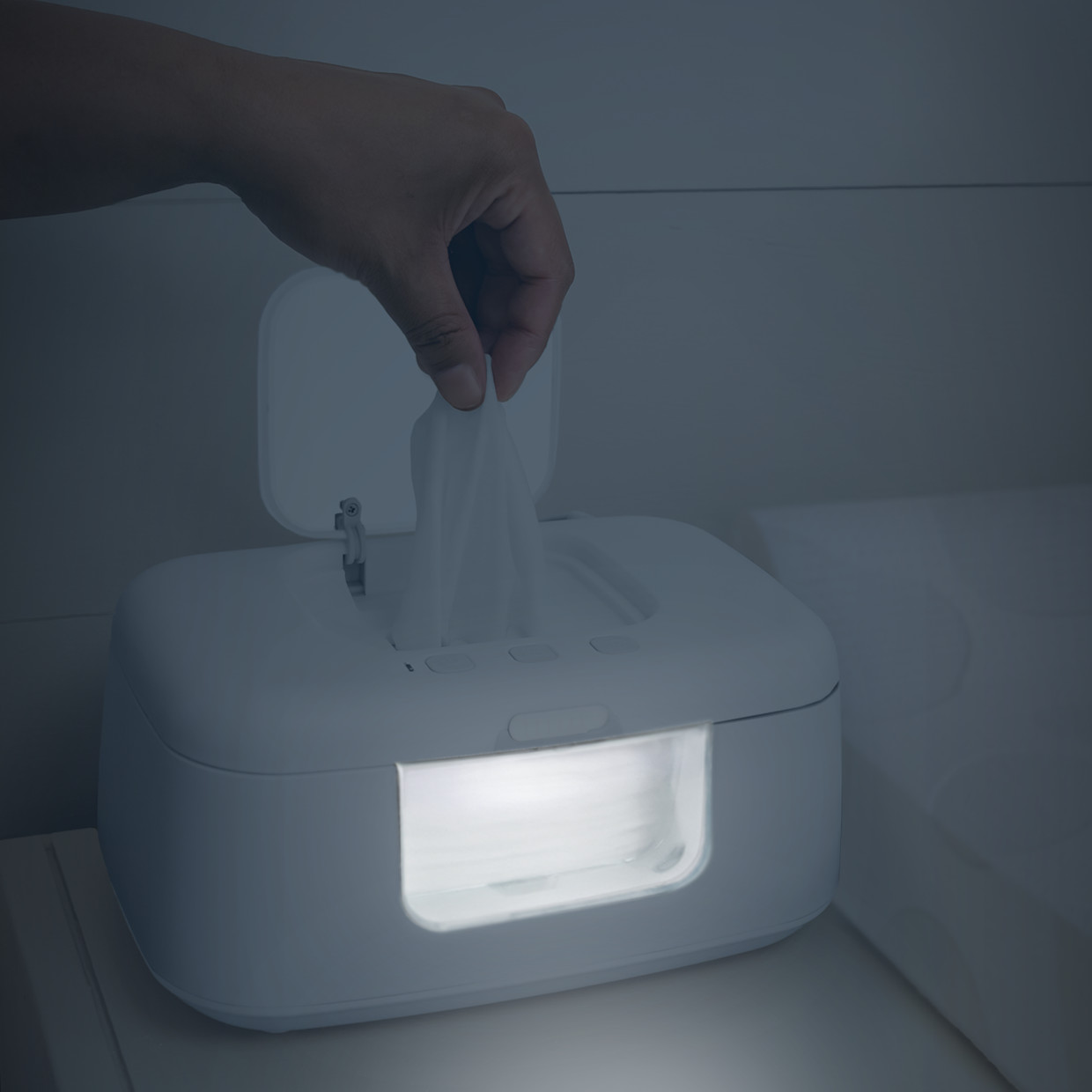 Jool Baby TinyBums Baby Wipe Warmer & Dispenser with LED Changing Light - White.