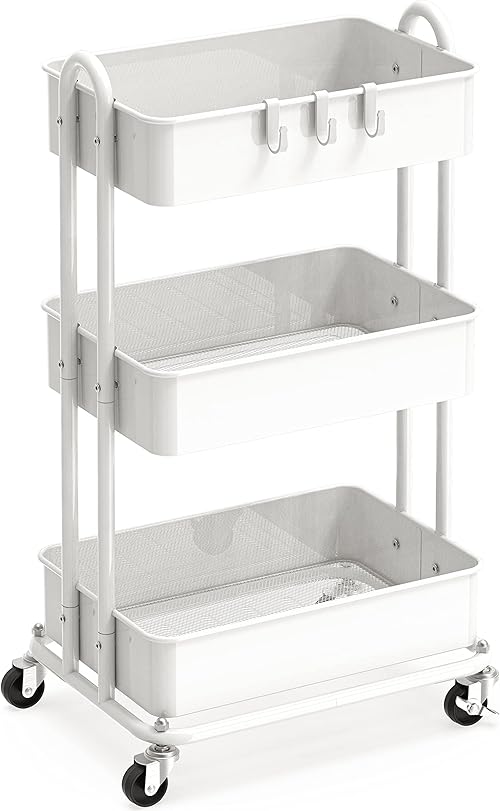Simple Houseware  3-Tier Heavy Duty Metal Utility Rolling Cart.
