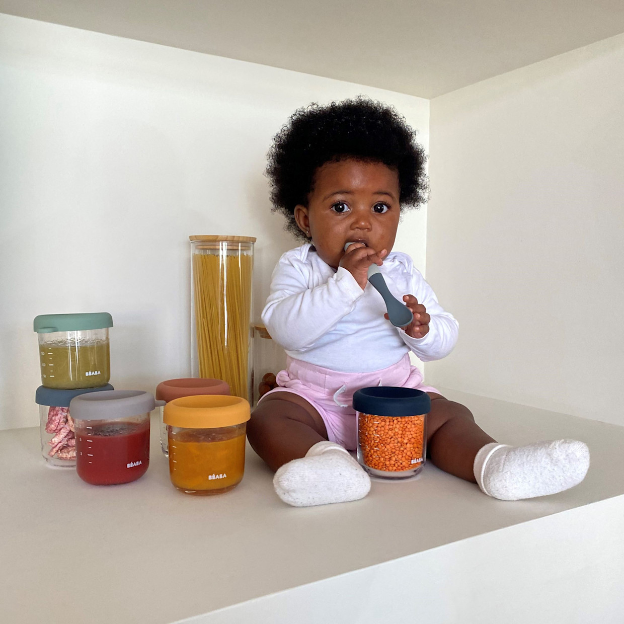 Beaba Glass Baby Food Jars - Sunrise, 8 Oz, 6.