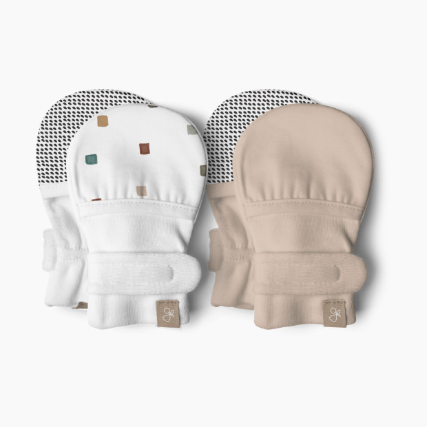 Goumi Kids Stay on Baby Mitts (2 Pack) - City Blocks +Sandstone, 0-3 M.