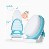Frida Baby The 3-Step Cradle Cap System, DermaFrida The FlakeFixer, Sponge, Brush, Comb and Storage Stand for Babies with Cradle Cap, White-Blue