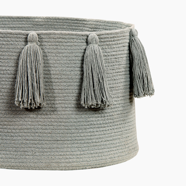 Lorena Canals Cotton Tassel Basket - Light Grey.