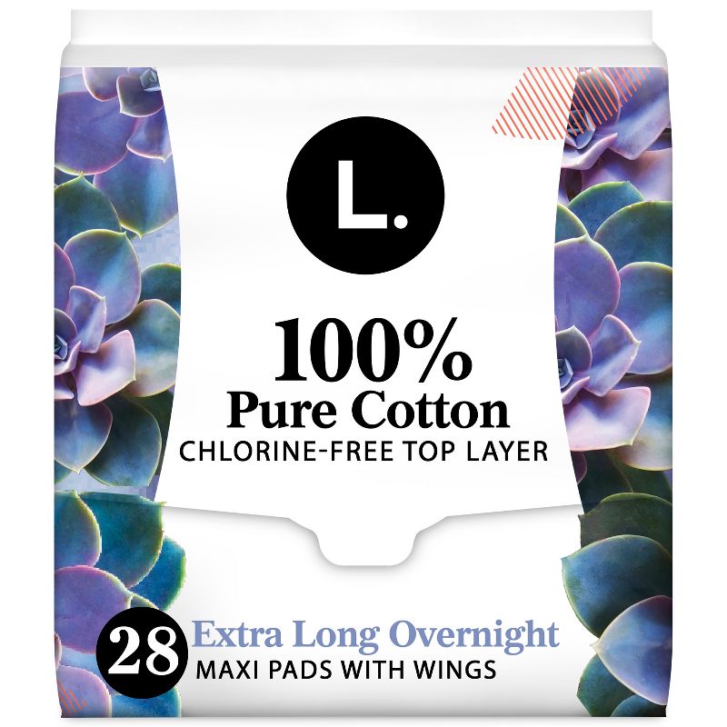 L . Organic Cotton Maxi Extra Long Overnight Pads.