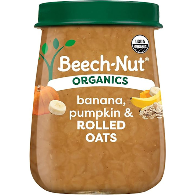 Beech-Nut Organic Banana Pumpkin & Rolled Oats Puree, Stage 3 Baby Food 4oz (10-Pack).