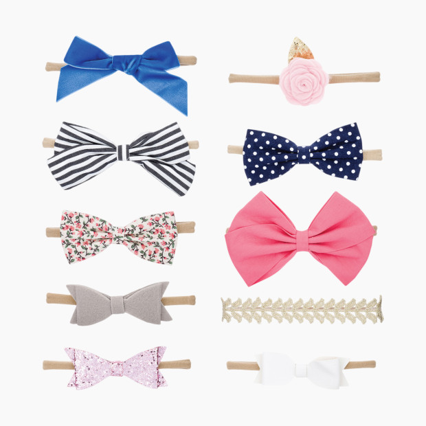 Parker Baby Co. Bows And Headbands (10 Pack) - Essentials Set.