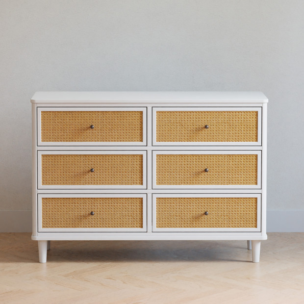 Namesake Marin 6 Drawer Dresser - Warm White/Honey Cane.