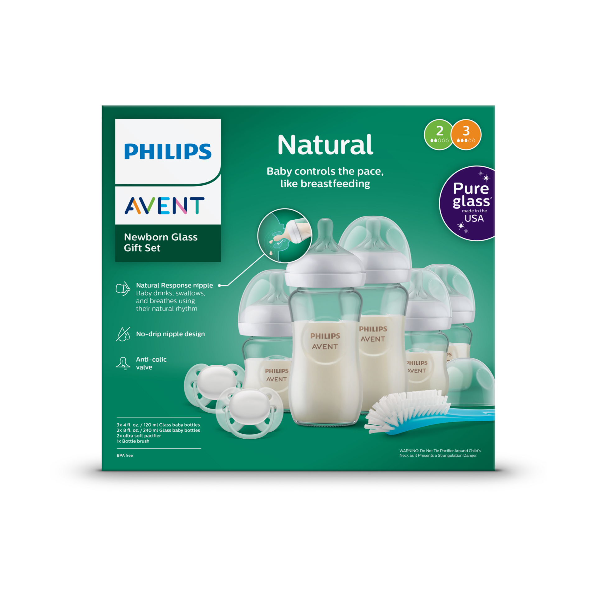 Philips Avent Glass Natural Bottle Gift Set - 8.
