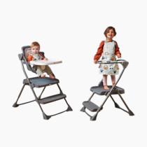 The First Years Convertible Toddler Tower Step Stool and Baby High Chair - Foldable Grow with Me High Chair and Toddler Step Stool - Adjustable and Easy to Clean