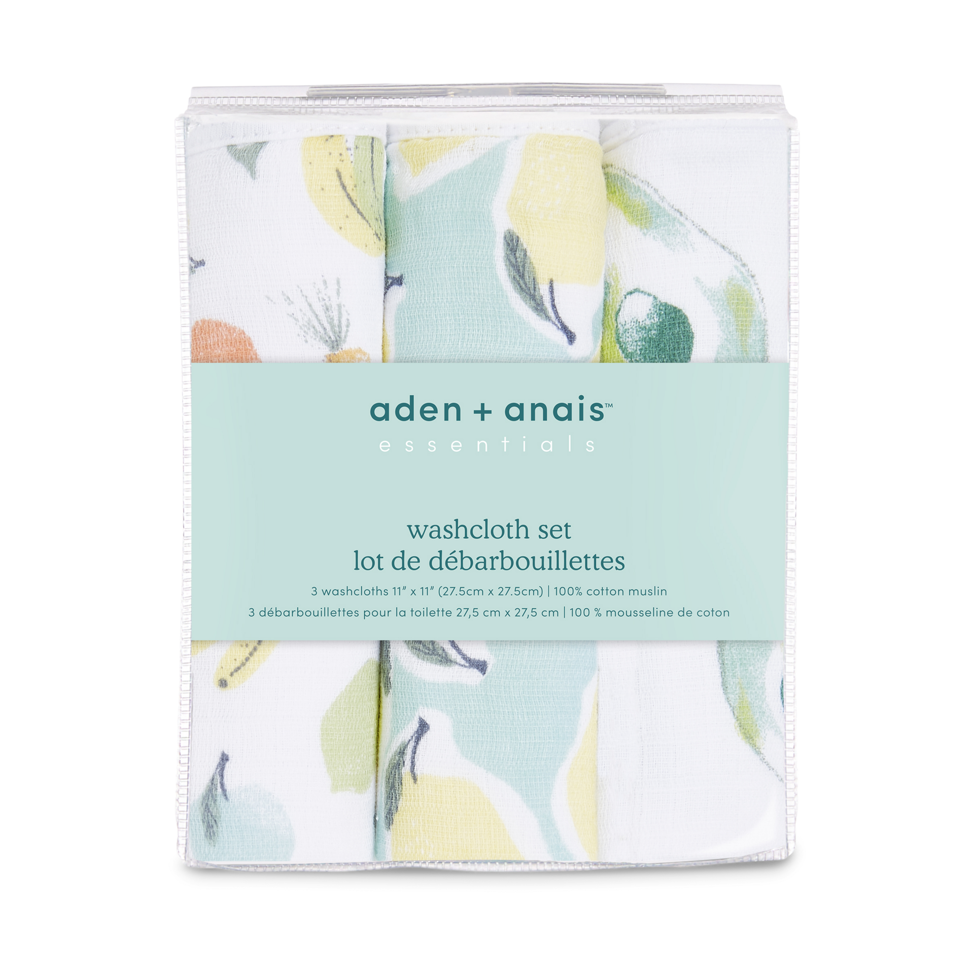 Aden + Anais Essentials Cotton Washcloth (3 Pack) Farm To Table