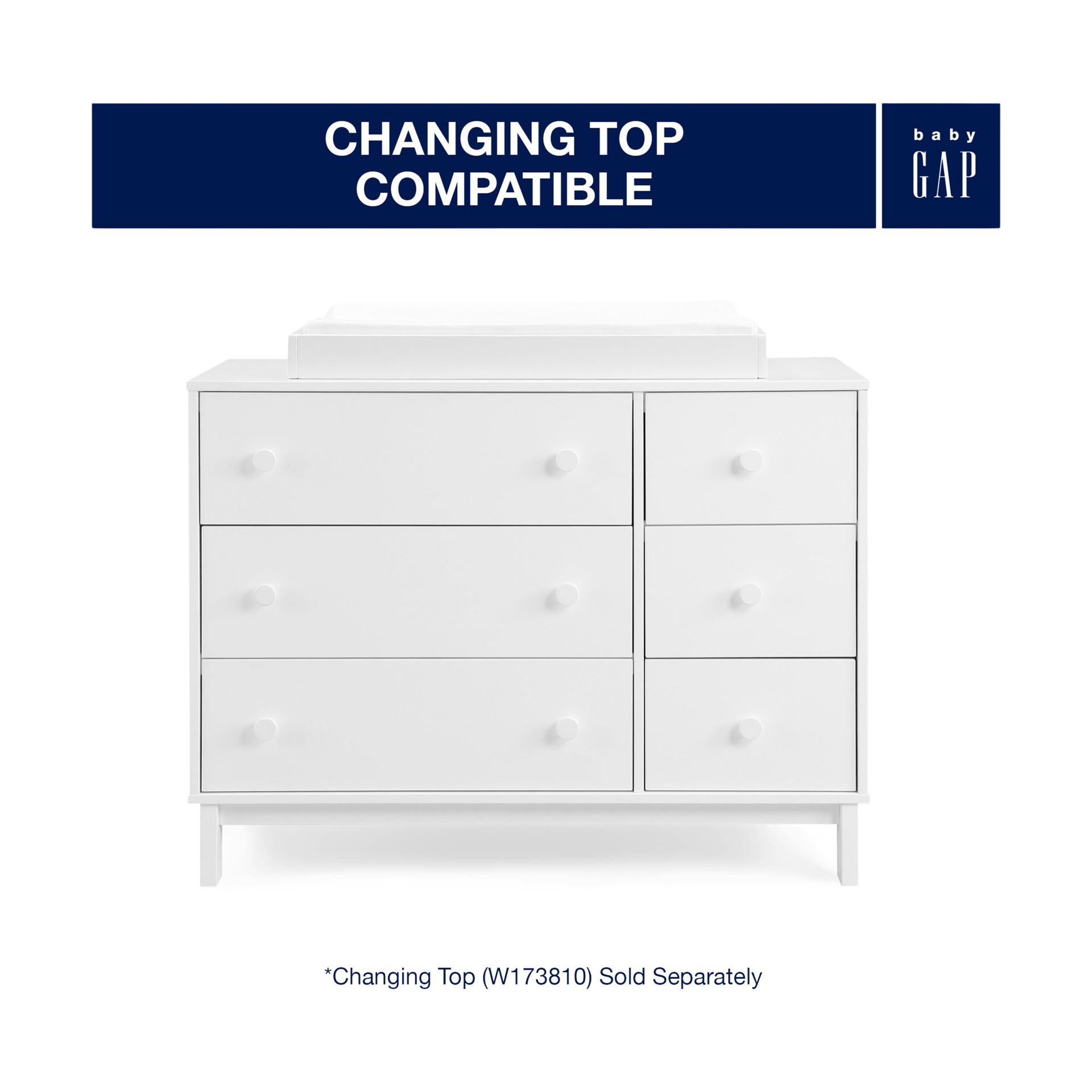 Delta Children babyGap Legacy 6 Drawer Dresser with Interlocking Drawers - Bianca White.