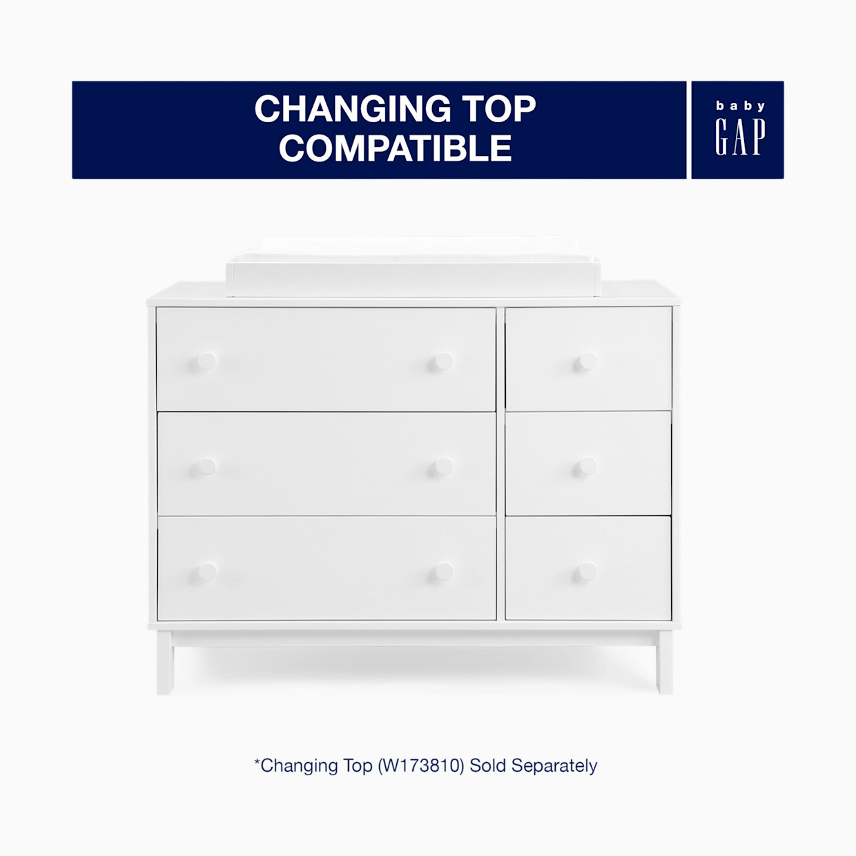Delta Children babyGap Legacy 6 Drawer Dresser with Interlocking Drawers - Bianca White.