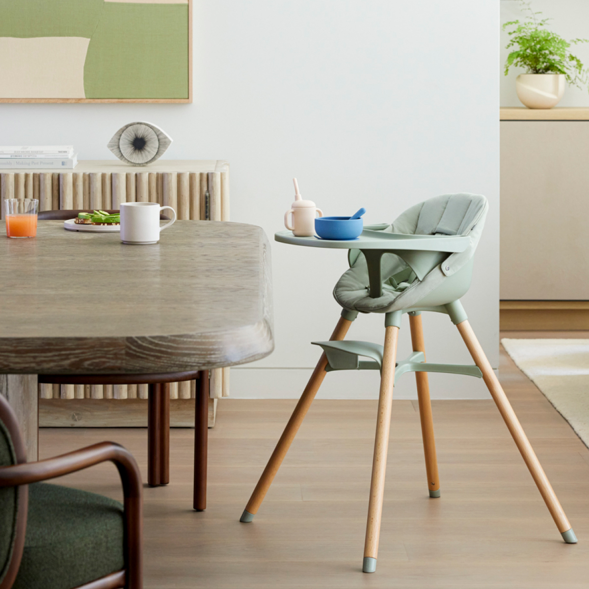 Lalo 3-in-1 High Chair Kit - Sage.