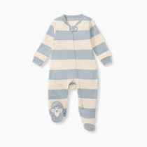 Burt's Bees Baby Boys' Sleep & Play PJs, 100% Organic Cotton One-Piece Zip Front Jumpsuit, Baby Boys Footie Pajamas & PJs