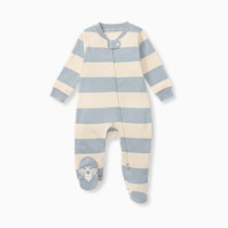 Burt's Bees Baby Boys Sleep and Play PJs, 100% Organic Cotton One-Piece Zip Front Romper Jumpsuit Pajamas