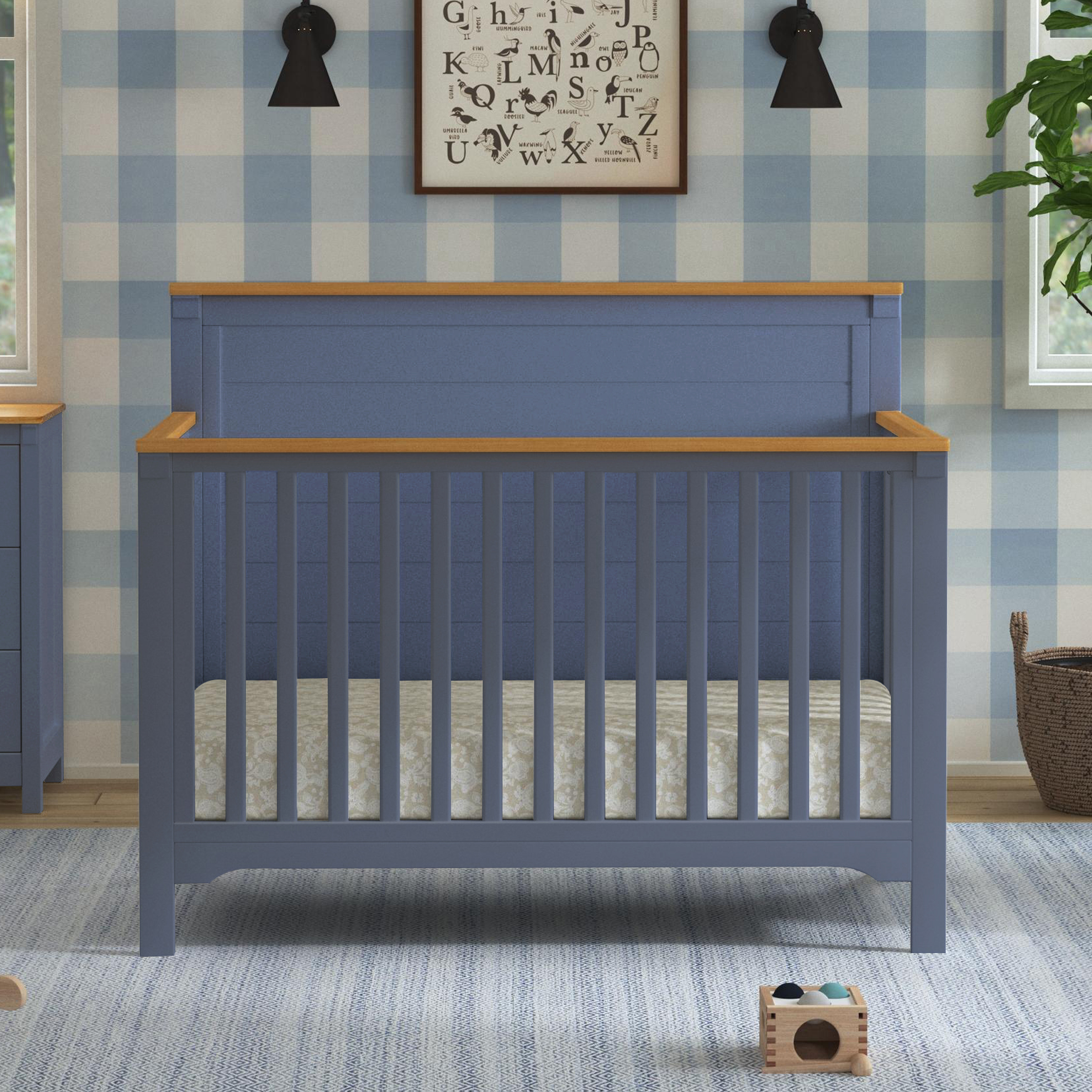 daVinci Shea 4-in-1 Convertible Crib - Cove Blue/Honey.