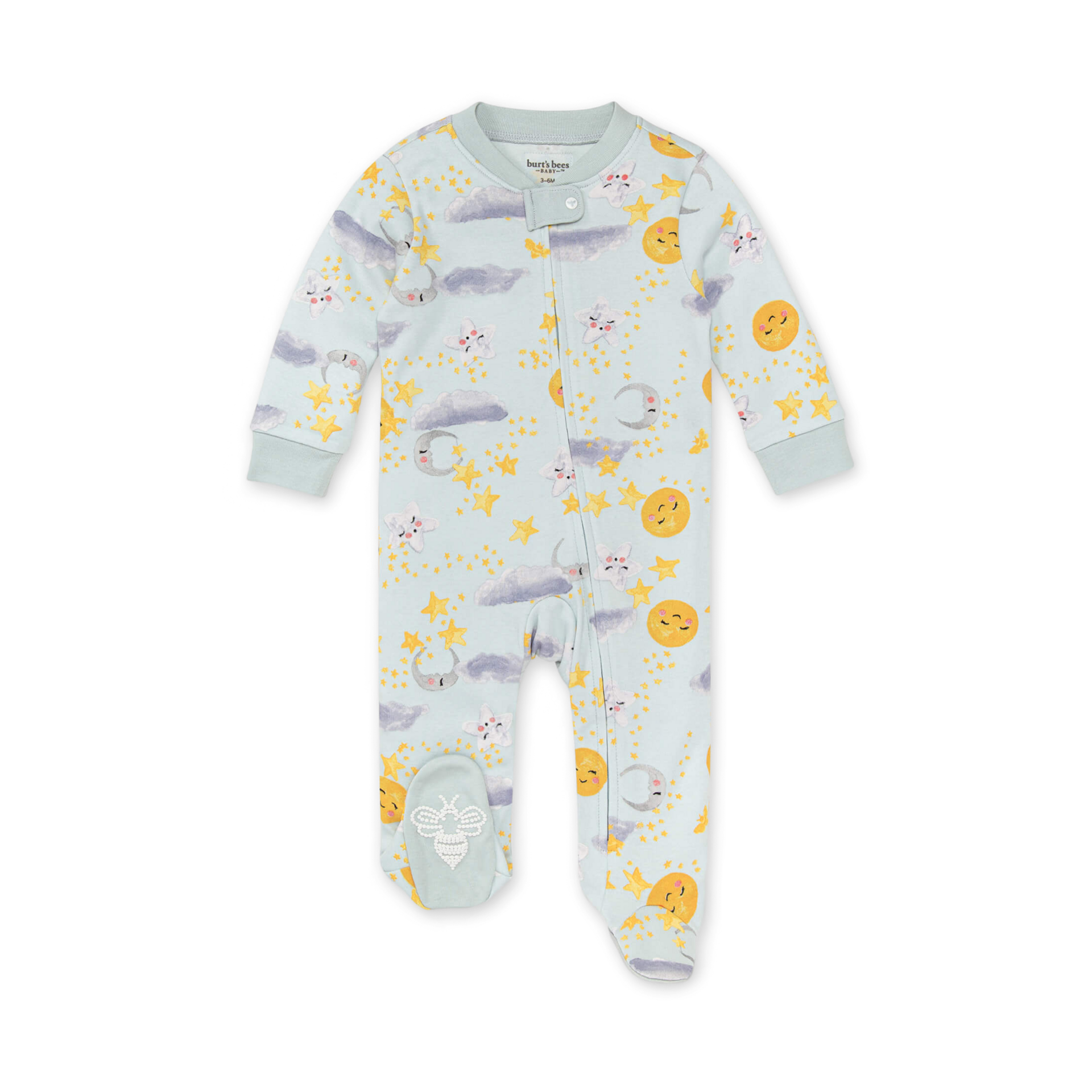 Burt's Bees Baby Organic Sleep & Play Footie Pajamas Moon Dreams, 03