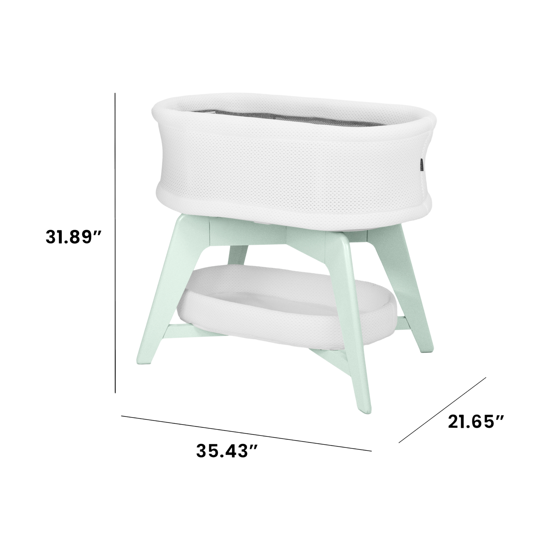TruBliss EVI Smart Bassinet - White On Mint.