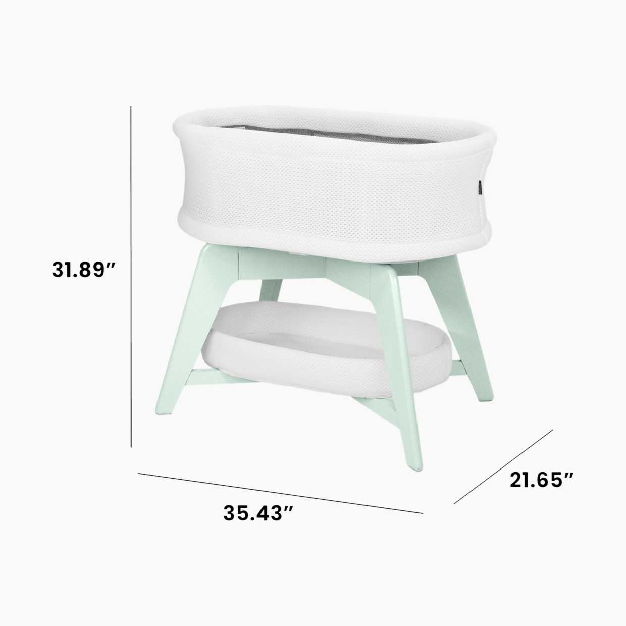 TruBliss EVI Smart Bassinet - White On Mint.