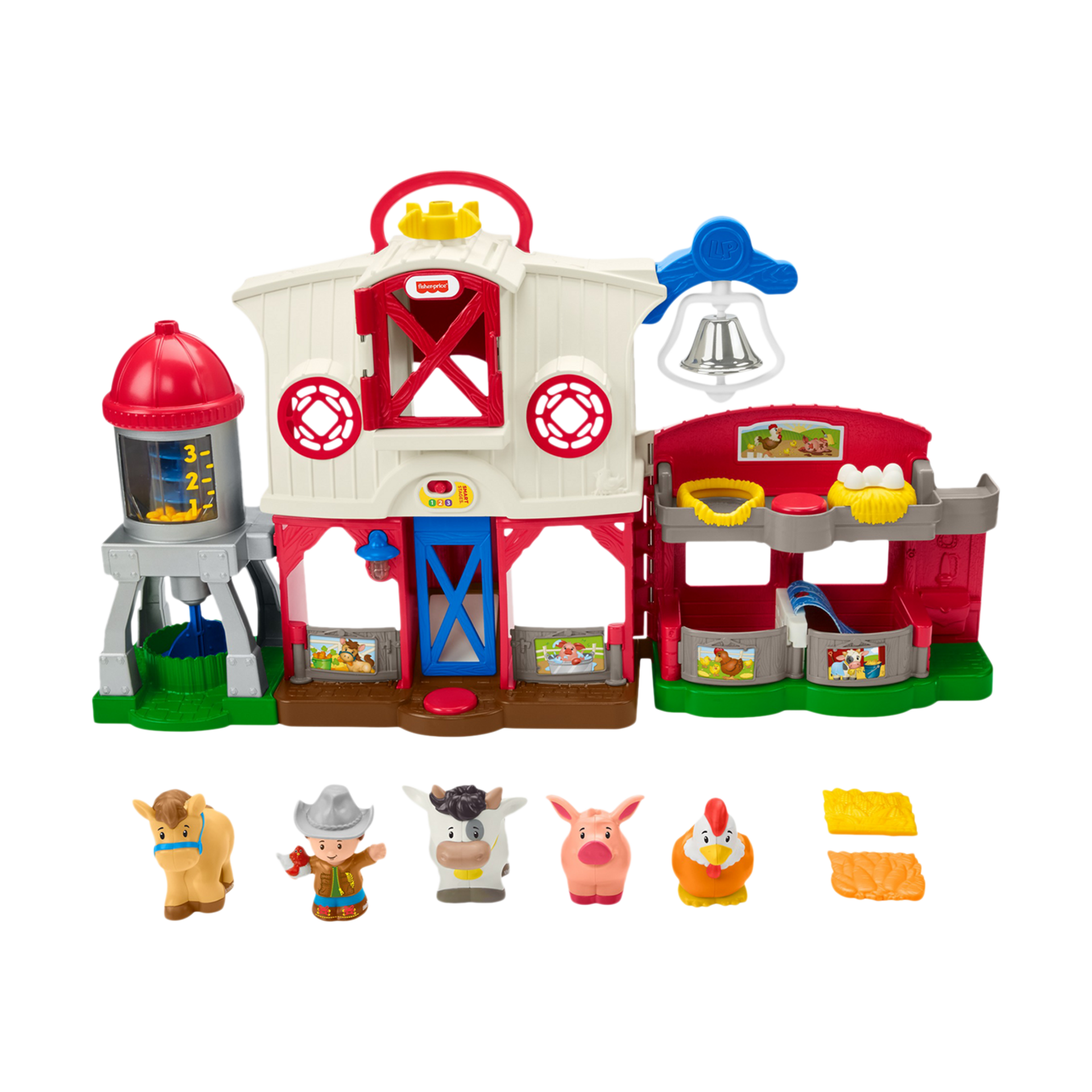 Fisher-Price Little People Caring for Animals Farm Electronic Interactive playset with Smart Stages Learning Songs for Toddlers Ages 1 and up (Amazon Exclusive)