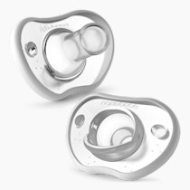 Nanobebe Baby Pacifiers 0-3 Month - Orthodontic, Curves Comfortably with Face Contour, Award Winning for Breastfeeding Babies, 100% Silicone - BPA Free. Perfect Baby Registry Gift 2pk,White