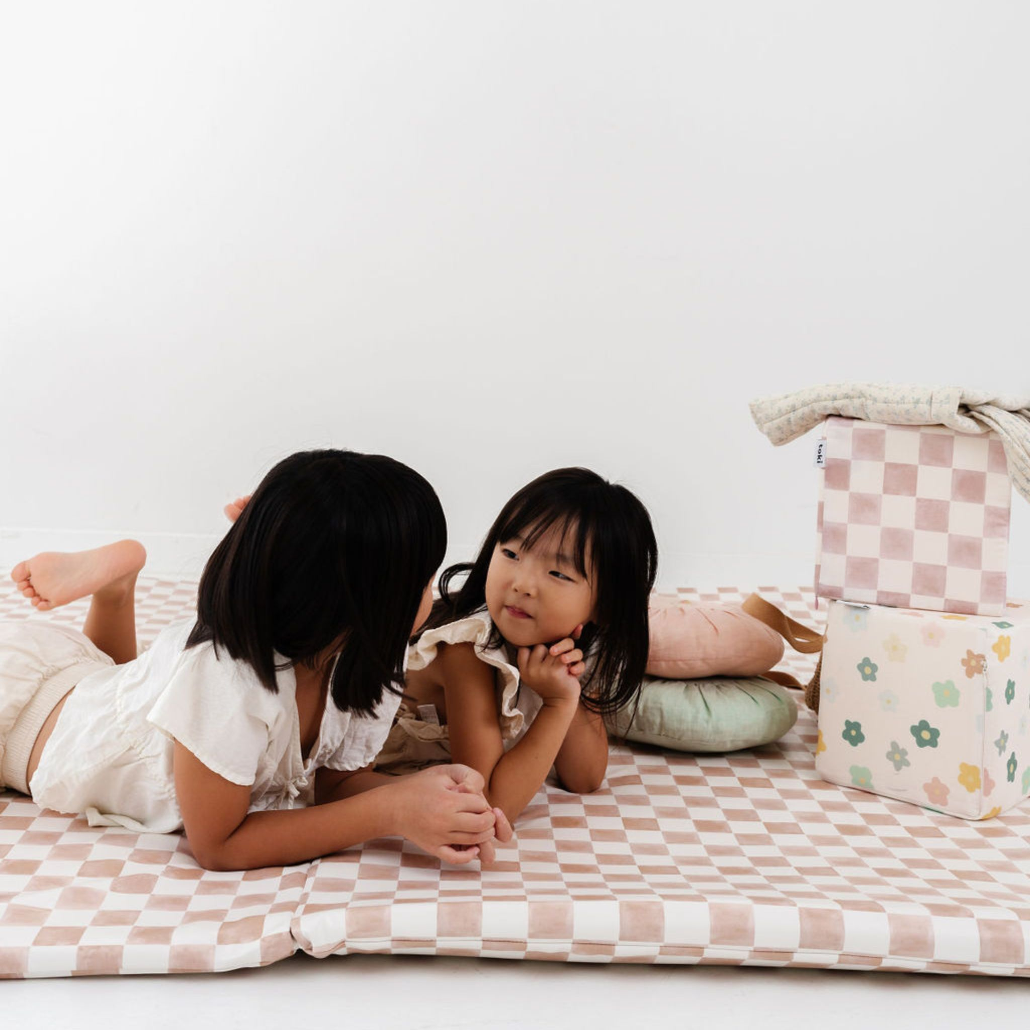 Toki Kids Standard Vegan Leather Play Mat - Checker Toffee.