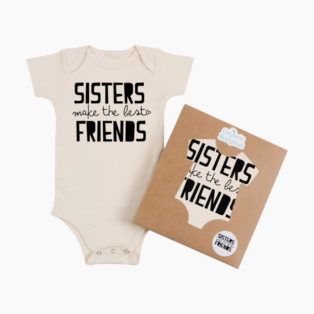 Morado Designs Organic Bodysuit - Sisters Make Best Friends, 3-6 Months.