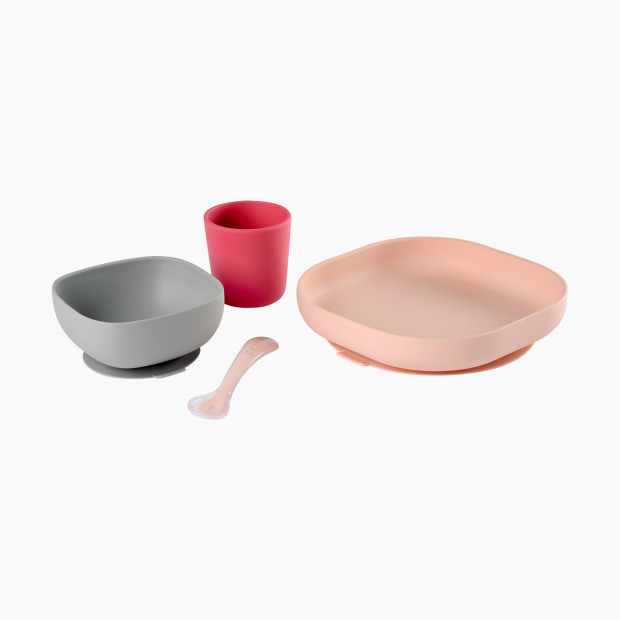 Beaba Silicone Suction Meal Set (Pack of 4) - Rose.