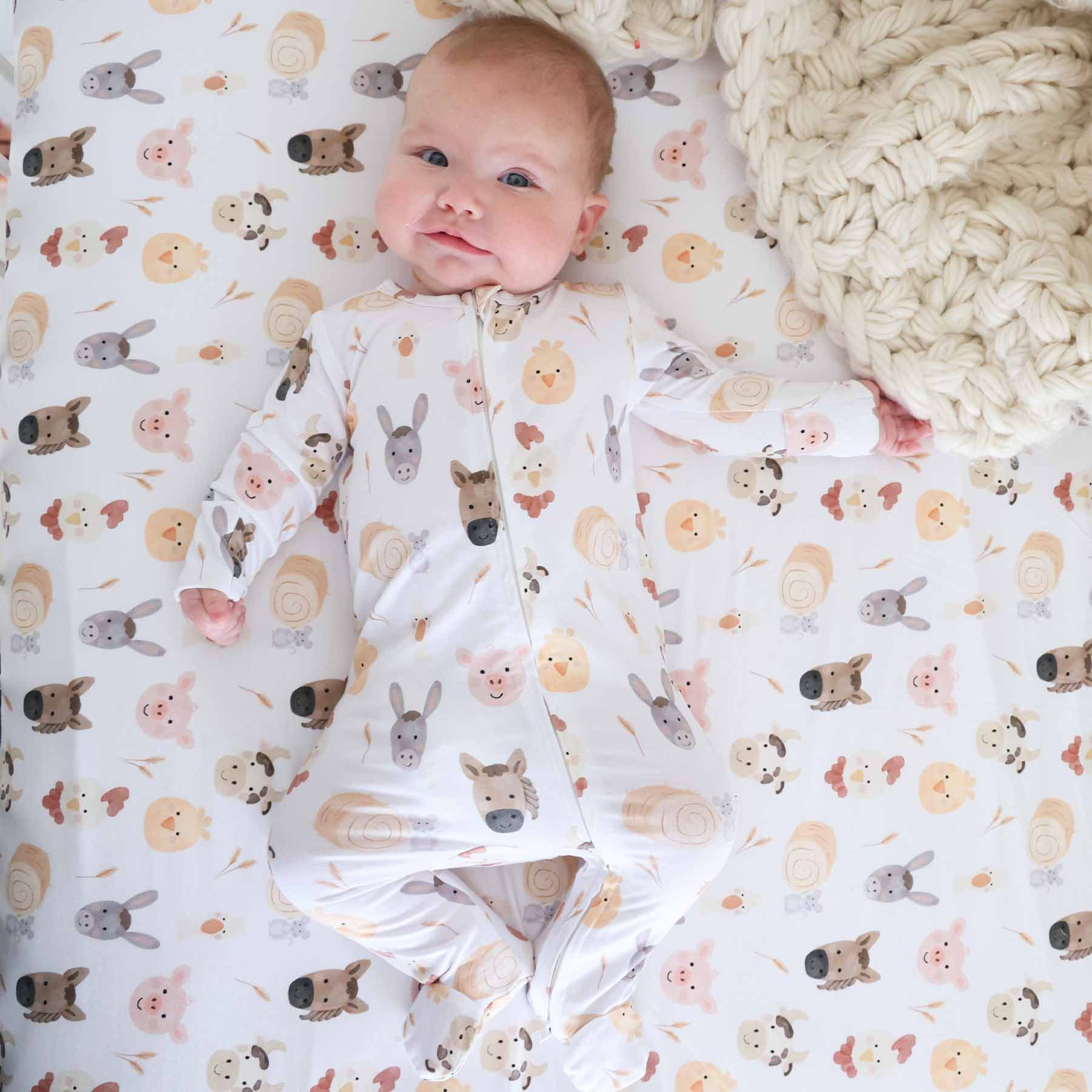 Caden Lane Zipper Footie - Barnyard Buddies, 0-3 M.