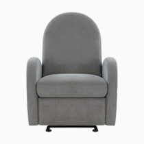 Grey upholstered recliner chair front view