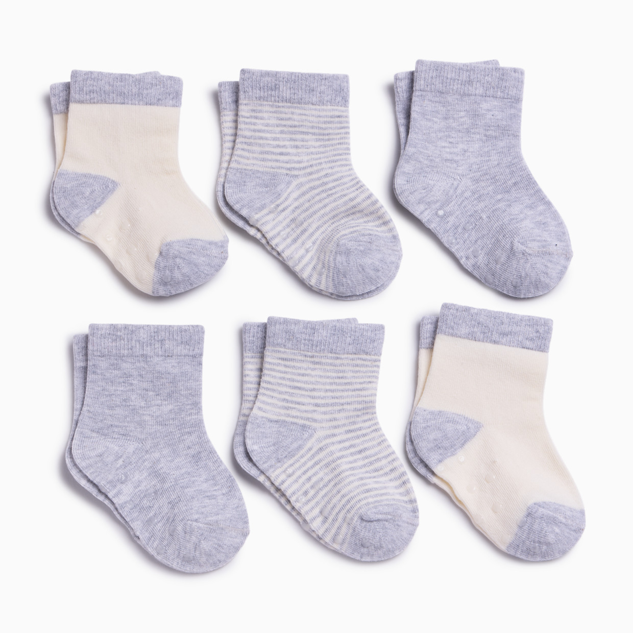 Small Story 6-Pack Crew Socks - Grey, 0-3 M.