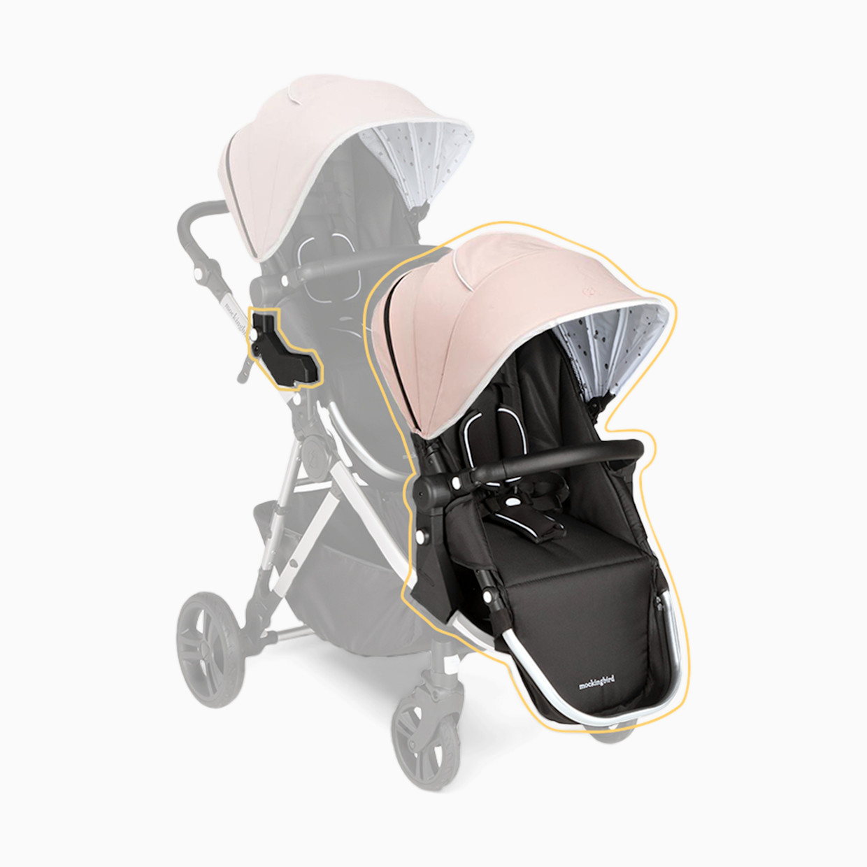 Mockingbird 2nd Seat Kit 2.0 - Bloom/Watercolor Canopy With Black Leather (2020).