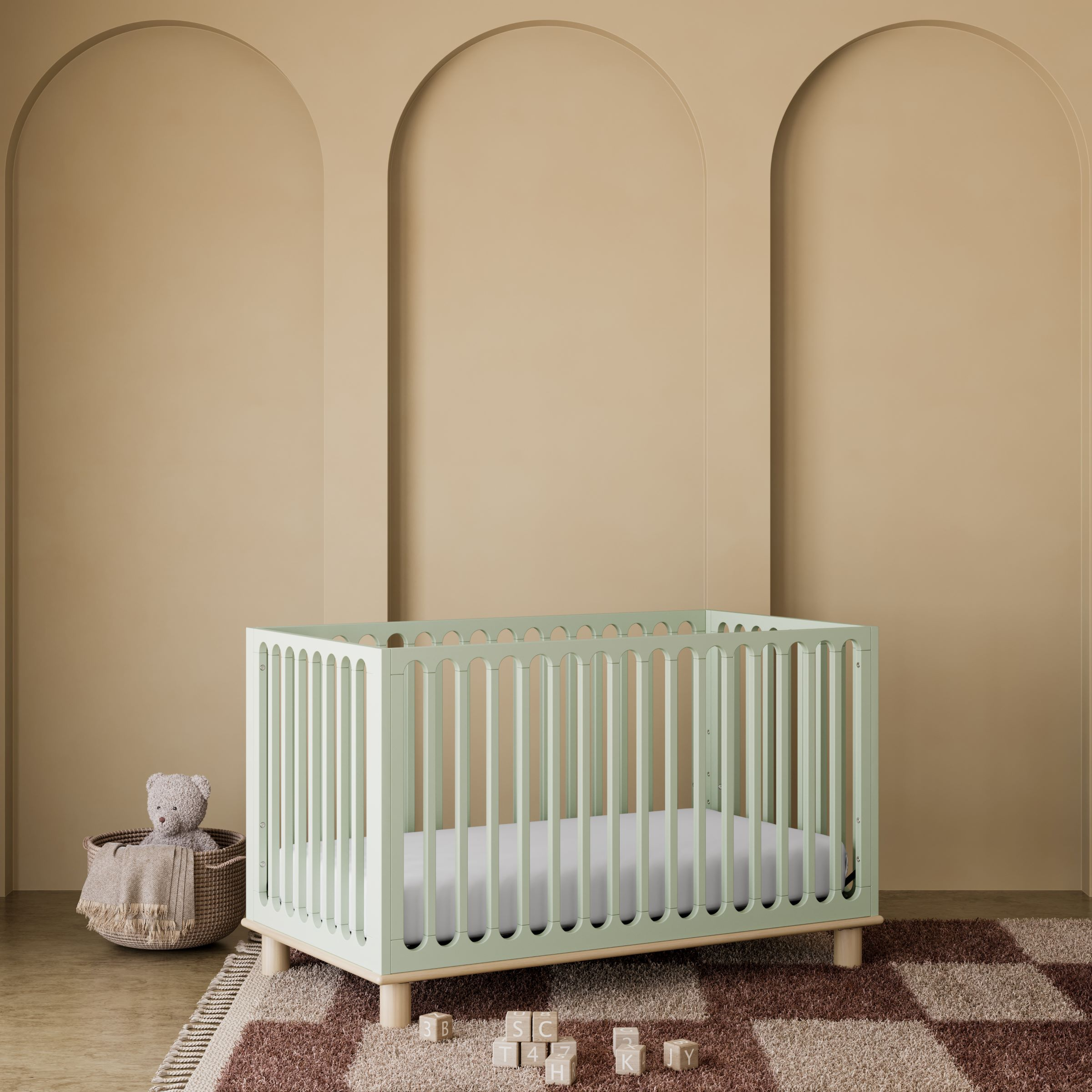 Storkcraft Sicily Deluxe 3-in-1 Convertible Crib - Sage With Driftwood.