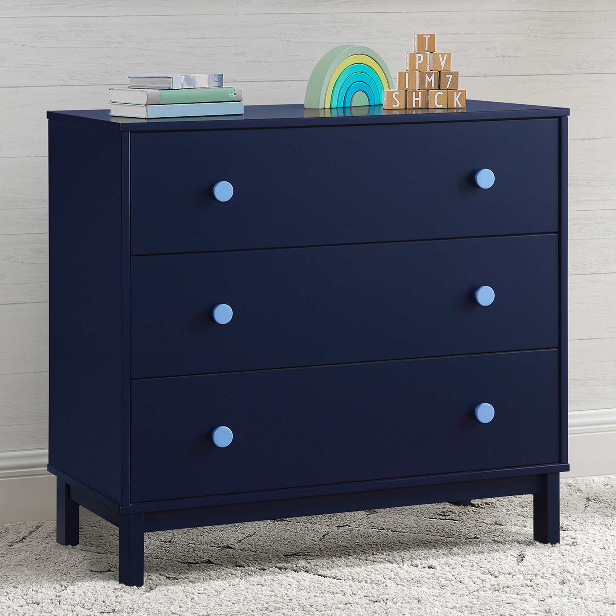 Delta Children babyGap Legacy 3 Drawer Dresser with Interlocking Drawers - Navy/Light Blue.