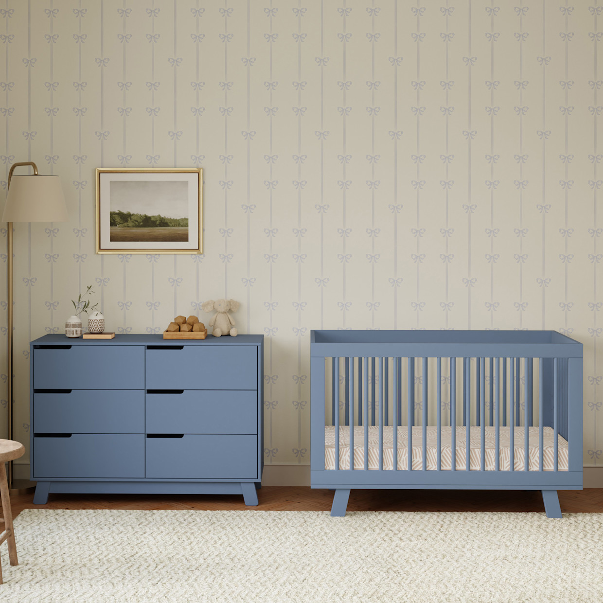 babyletto Hudson 6-Drawer Double Dresser - Cove Blue.