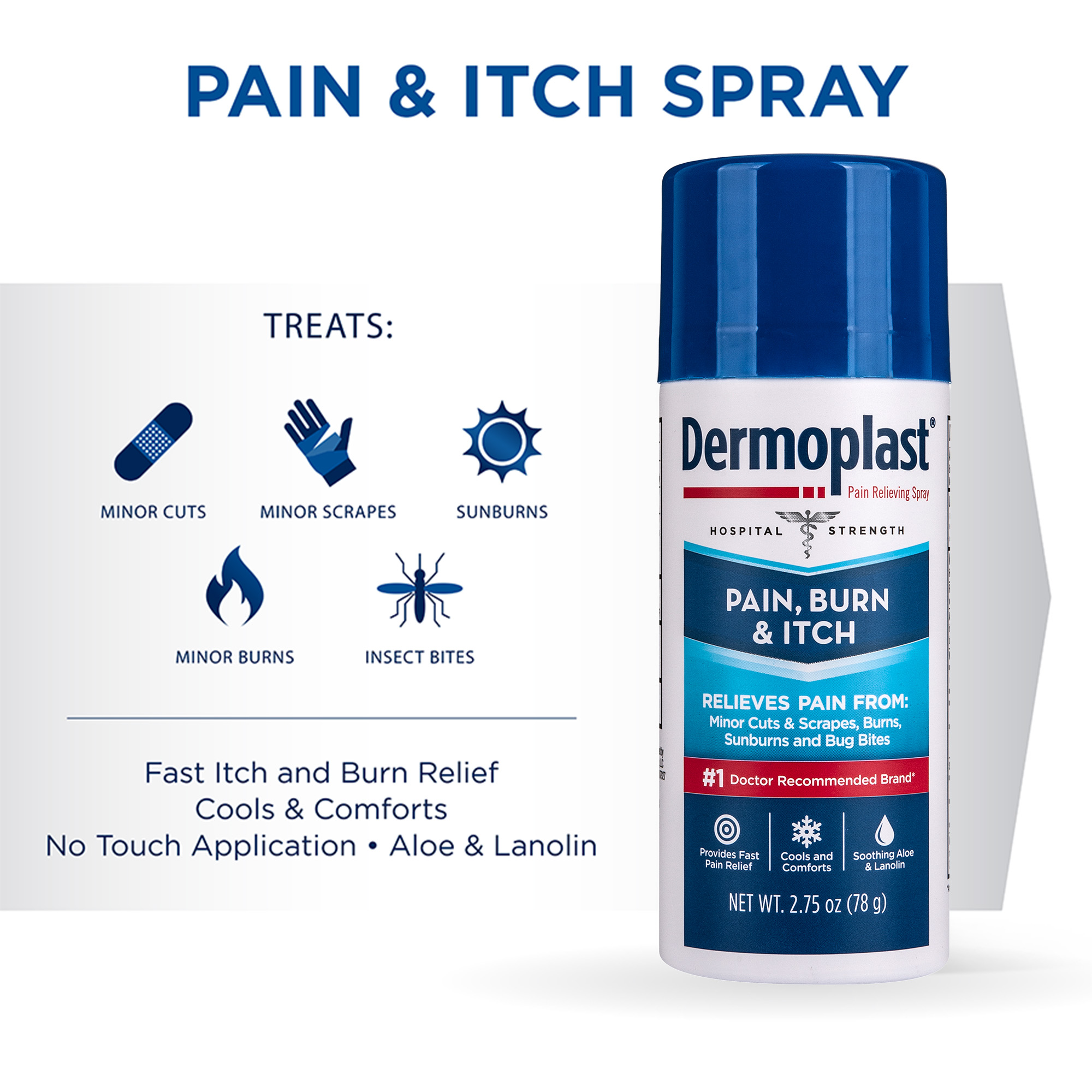 Dermoplast Pain, Burn, and Itch Spray.