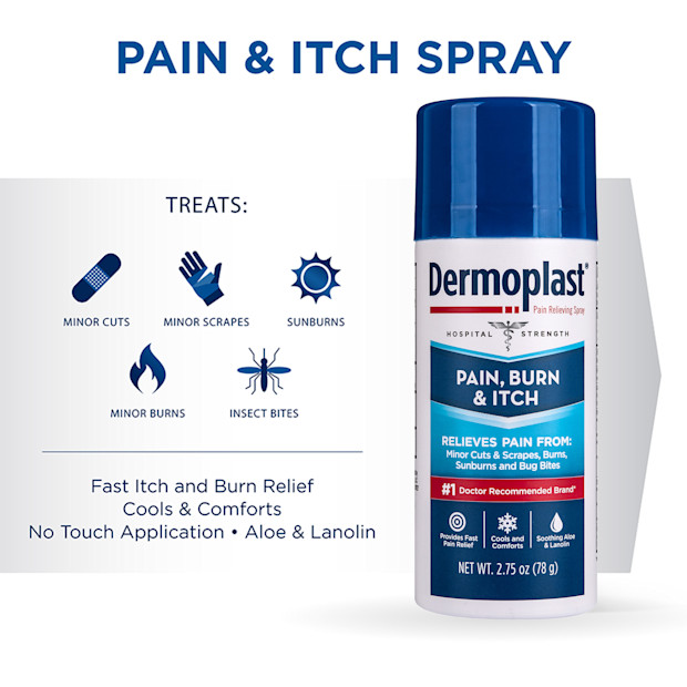 Dermoplast Pain, Burn, and Itch Spray.